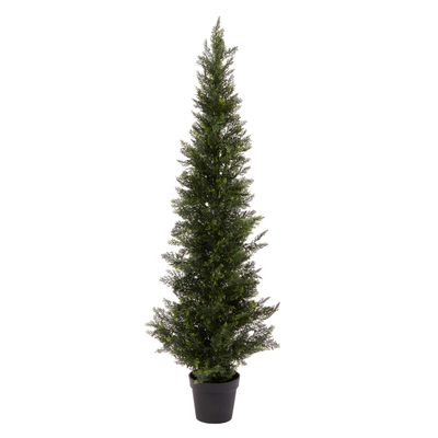 5-Foot-Tall Artificial Cedar Topiary Trees- Potted Indoor or Outdoor UV Protection Plastic Tree in Pot for Home or Office by Pure Garden