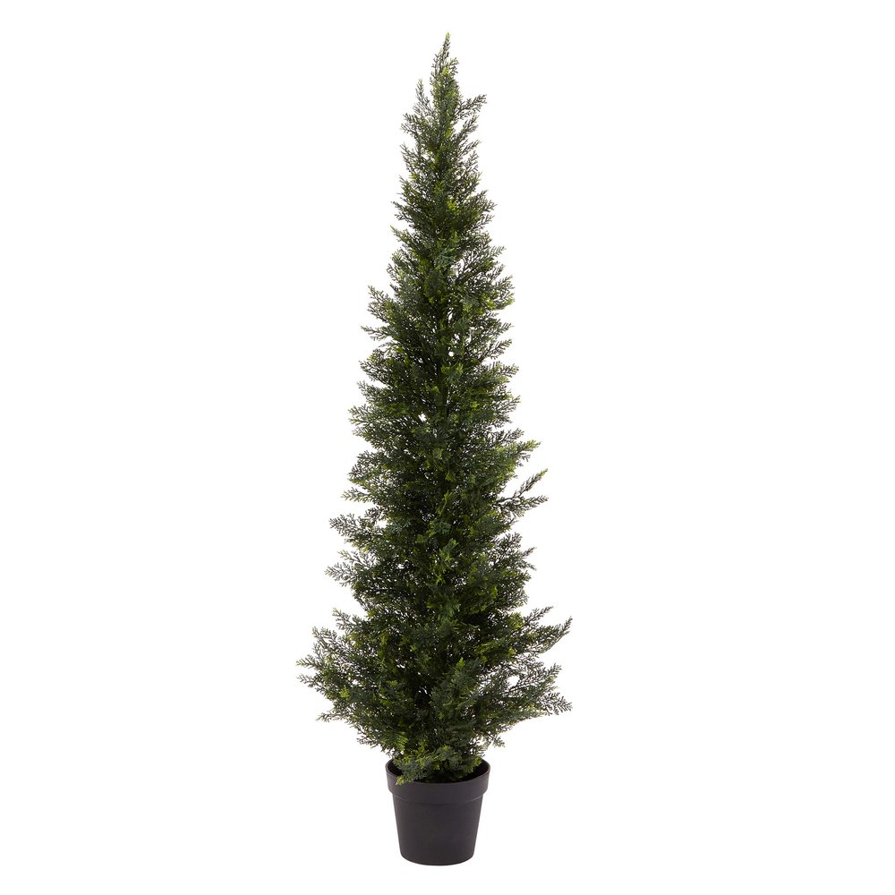 5-Foot-Tall Artificial Cedar Topiary Trees- Potted Indoor or Outdoor UV Protection Plastic Tree in Pot for Home or Office by Pure Garden