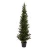 5-Foot-Tall Artificial Cedar Topiary Trees- Potted Indoor or Outdoor UV Protection Plastic Tree in Pot for Home or Office by Pure Garden view 1