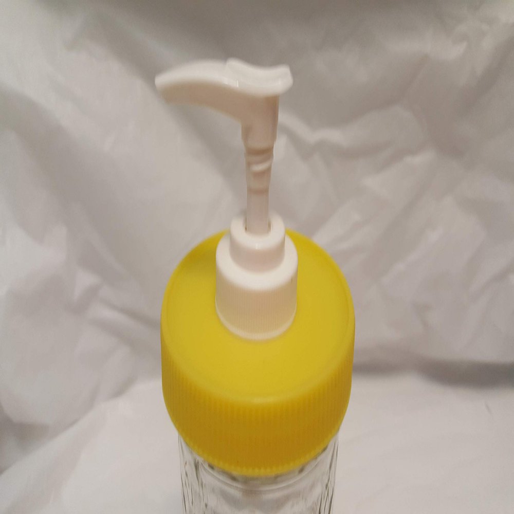 24 Yellow Plastic Lid & Pump Mason Jar Soap/Lotion/Condiment/Oil/Coffee Flavor Dispenser - Burgundy, Blue, Teal, Yellow, Purple or Pink. No Rusting Metal!