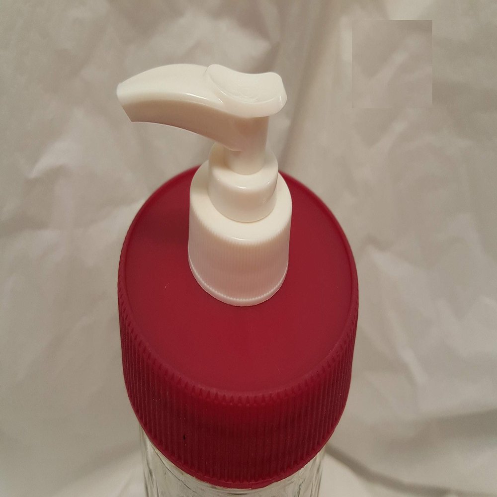 24 Burgundy Plastic Lid & Pump Mason Jar Soap/Lotion/Condiment/Oil/Coffee Flavor Dispenser - Burgundy, Blue, Teal, Yellow, Purple or Pink. No Rusting Metal!
