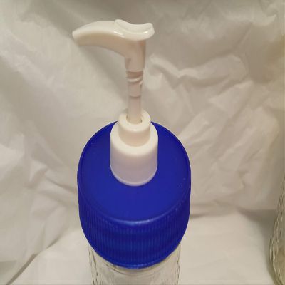 24 Blue Plastic Lid & Pump Mason Jar Soap/Lotion/Condiment/Oil/Coffee Flavor Dispenser - Burgundy, Blue, Teal, Yellow, Purple or Pink. No Rusting Metal!