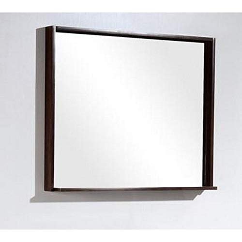 Bliss 34" Framed Mirror With Shelve - Walnut Finish