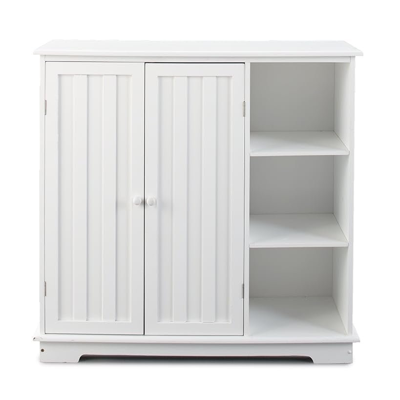 The Lakeside Collection Beadboard Wooden Storage Cabinets 30" H or Set of 3 Baskets - White Storage Unit