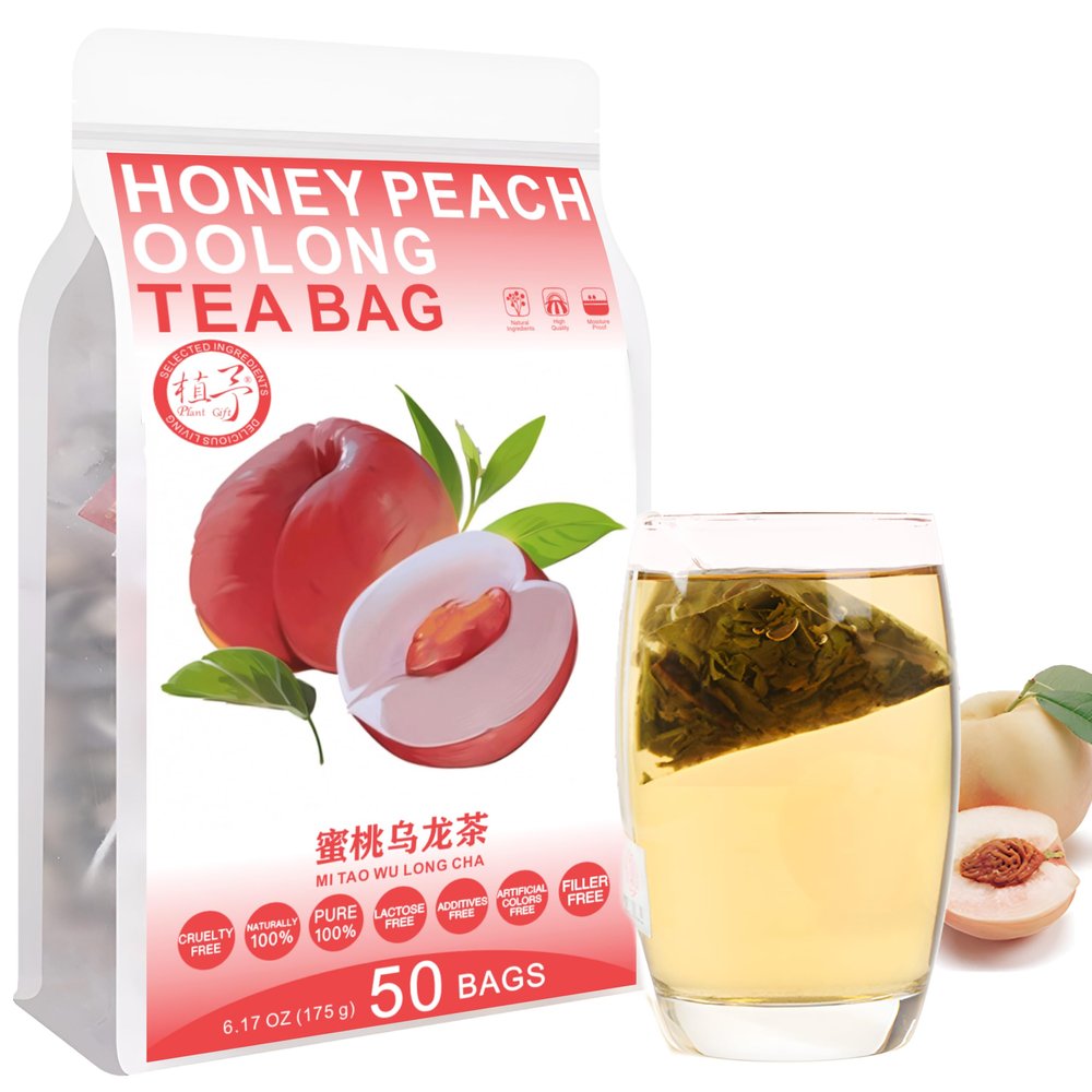 Plant Gift Honey Peach Oolong Tea Bags 6.17oz (3.5g*50bags), Oolong Tea, Dried Peach, Dried Apple, Chinese Pure Nature, Health Care Mixed Tea, Combination of Floral Tea 175g 