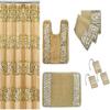 Popular Bath 7 Piece Sinatra Sequins Shower Curtain, Resin Hooks, Towels and Rugs Set, Champagne Gold view 1