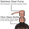 2 Pack Thick Amber Glass Pint Jar Soap Dispenser with Copper Stainless Steel Pump, 16ounce Boston Round Bottles Dispenser with Rustproof Pump for Essential Oil, Lotion Soap view 4