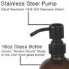 2 Pack Thick Amber Glass Pint Jar Soap Dispenser with Matte Black Stainless Steel Pump, 16ounce Boston Round Bottles Dispenser with Rustproof Pump for Essential Oil, Lotion Soap view 3