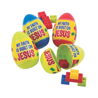 Fun Express - Color Brick Filled Eggs for Easter - Party Supplies - Pre - Filled Party Favors - Pre - Filled Treat Bags & Boxes - Easter - 12 Pieces