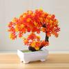 Artificial Bonsai Cedar, Fake Potted Bonsai Tree Simulation Decorative Artificial Plant Flower Fake Pot Plants Ornaments Home Office Desk Decor Orange view 2