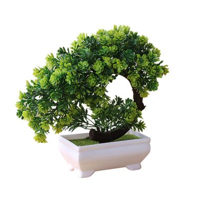 Artificial Bonsai Cedar, Fake Potted Bonsai Tree Simulation Decorative Artificial Plant Flower Fake Pot Plants Ornaments Home Office Desk Decor Green