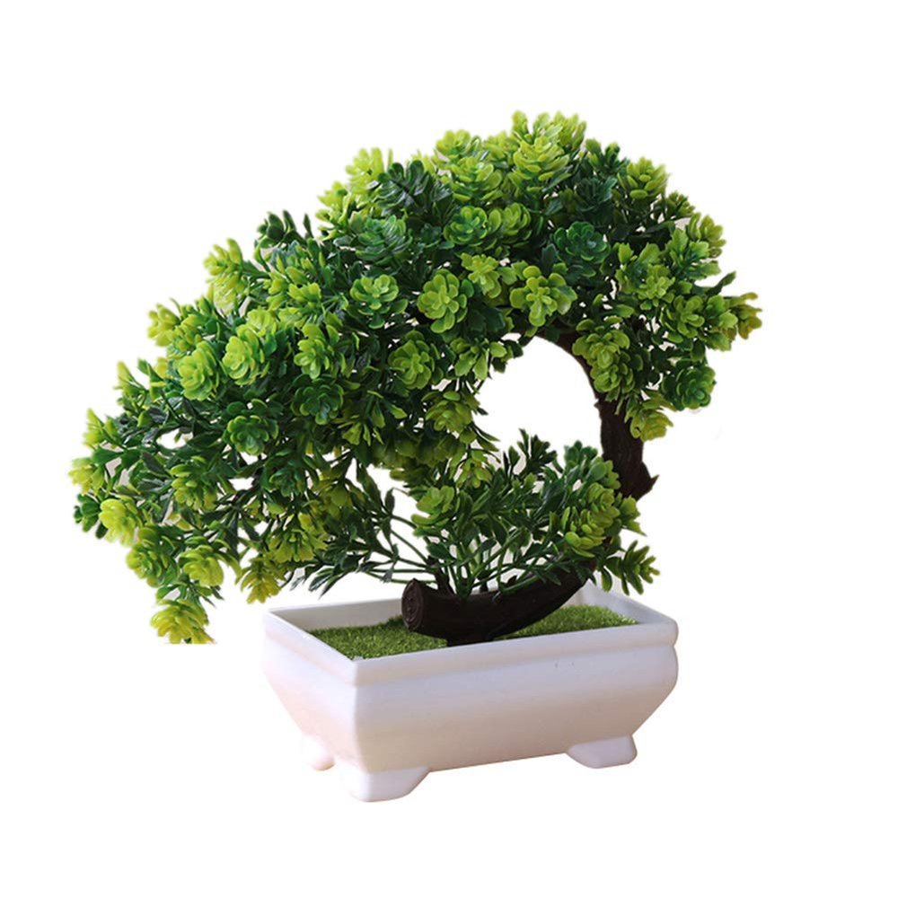 Artificial Bonsai Cedar, Fake Potted Bonsai Tree Simulation Decorative Artificial Plant Flower Fake Pot Plants Ornaments Home Office Desk Decor Green