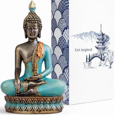 25DOL Large 12.5" Buddha Statue for Home Decor Hand Painted Enlightenment Sculpture, Spiritual Meditation Decor for Living Room, Yoga Room & Zen Space, Gift Ready Figurine with Premium Box