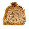 Tvoip Organza Bags - 100pcs Lot, 4"x6" (10x15cm) Drawstring Black Spider Web Packaging Bags for Wedding, Christmas, Candy, Jewelry & More (Orange Spidery) view 2