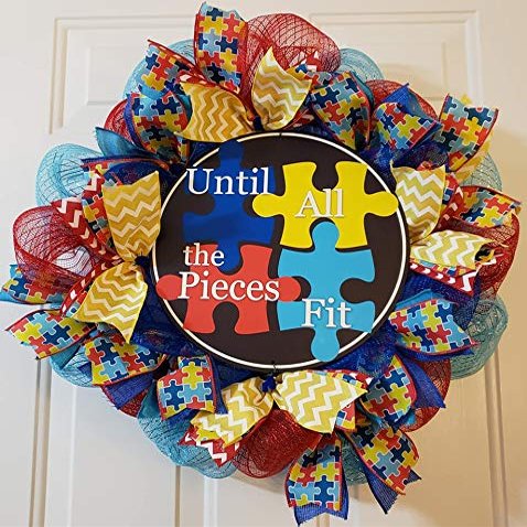 Autism Wreath, Autism Awareness, Puzzle Piece Wreath, Autism Decor, Autism Awareness Wreath