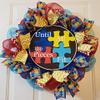 Autism Wreath, Autism Awareness, Puzzle Piece Wreath, Autism Decor, Autism Awareness Wreath view 1
