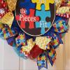 Autism Wreath, Autism Awareness, Puzzle Piece Wreath, Autism Decor, Autism Awareness Wreath view 4