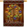 Breeze Decor H113036-BO Wreath Fall Thanksgiving Decorative Vertical House Flag, 28" x 40", Thick Fabric view 1
