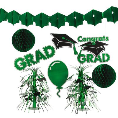 Green Graduation Decorating Kit - Party Decor - 9 Pieces