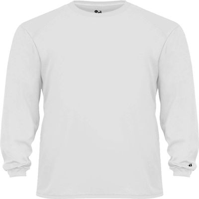 Badger Sports Tri-Blend L/S Tee White X-Large