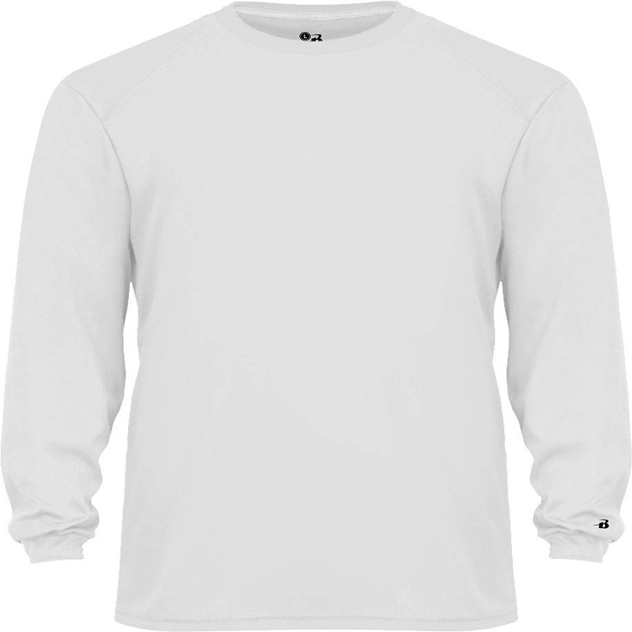 Badger Sports Tri-Blend L/S Tee White X-Large