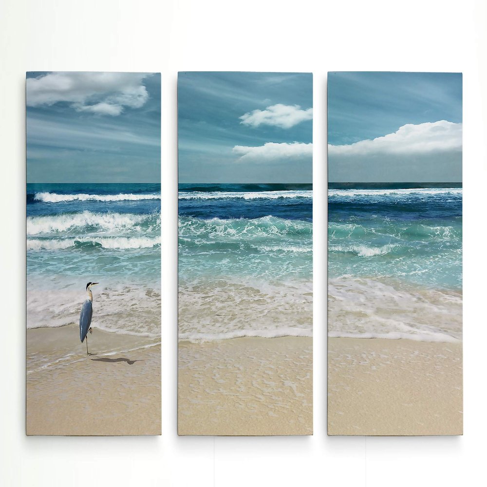Renditions Gallery 3 Panel Beach Nature's Symphony Dcor for Home, Office, Bedroom, Livingroom, Wall Art 24X36