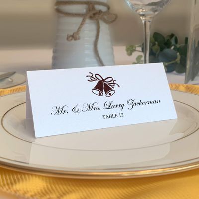 Wedding Bells Place Cards, Chocolate, Set of 150, Pre-cut and Scored - Wedding, Party, Dinner, and Special Events - Made in the USA