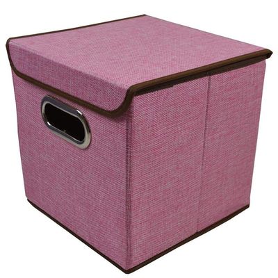 CHENGGUO Cotton and Linen Storage Box, Square Fabric Foldable Multi-Function Storage Box Storage Box Large Capacity (Set of 5) (Color : Pink)