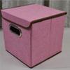 CHENGGUO Cotton and Linen Storage Box, Square Fabric Foldable Multi-Function Storage Box Storage Box Large Capacity (Set of 5) (Color : Pink) view 2