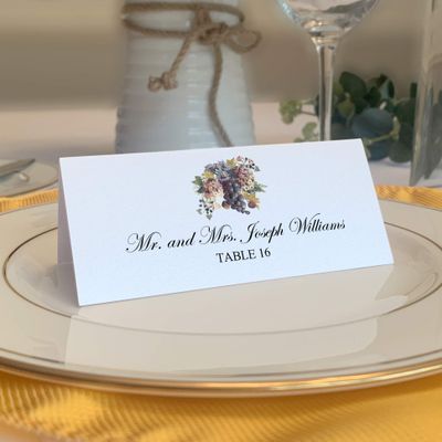 Wine Grapes and Chicory Place Cards, Set of 150, Pre-cut and Scored - Wedding, Party, Dinner, and Special Events - Made in the USA