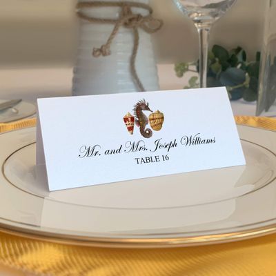 Seahorse Pattern Place Cards, Set of 150, Pre-cut and Scored - Wedding, Party, Dinner, and Special Events - Made in the USA