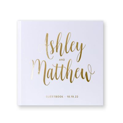 Wedding Guest Book, Personalized Wedding Photo Album or Sign-in Registry Guestbook with Embossed Foil - Hardbound (12x12 inches)