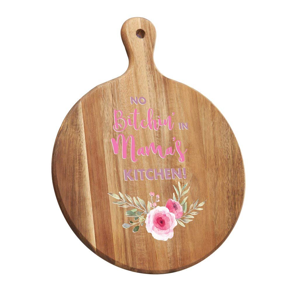 GiftsForYouNow No Bitchin' In Mama's Acacia Personalized Kitchen Paddle