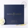 Navy Blue Wedding Guest Book, Classic Navy Gold Photo Album or Sign-in Personalized Guestbook with Bride & Groom Names - Hardcover (12x12 inches) view 1