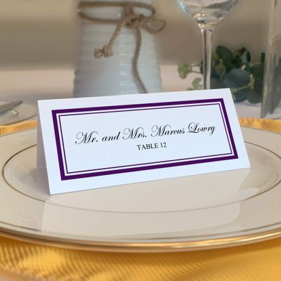 Double Line Border Place Cards, Eggplant, Set of 60, Pre-cut and Scored - Wedding, Party, Dinner, and Special Events - Made in the USA