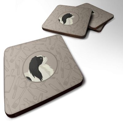 Caroline's Treasures CK2195FC Japanese Chin in The Kitchen Foam Coaster Set of 4 Set of 4 Cup Coasters for Indoor Outdoor, Tabletop Protection, Anti Slip, Mouse pad Material