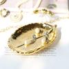 Lependor Golden Leaf Shaped Small Ceramic Jewelry Ring Dish Necklace Bracelet Holder Tray Organizer, Ceramic Decorative Trinket Dish for Wedding Party Woman Girl -Small Gold Leaf view 3
