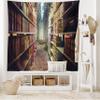 Ambesonne Bookshelf Tapestry, Digital Illustration of Abstract Design Library in Forest Academic Themed Picture, Wall Hanging for Bedroom Living Room Dorm, 80" X 60", Brown Green view 2
