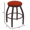 802 Misha 30" Swivel Bar Stool with Bronze Finish and Graph Poppy Seat view 2