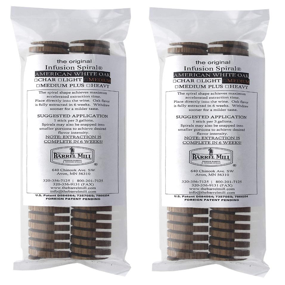 Midwest Homebrewing & Winemaking Supplies Oak Spirals for Aging Whiskey (Pack of 4) | 8" Medium Toast Wood Spirals for Whiskey | Barrel Aged in a Bottle Infusion Spiral for Wine & Beer Making