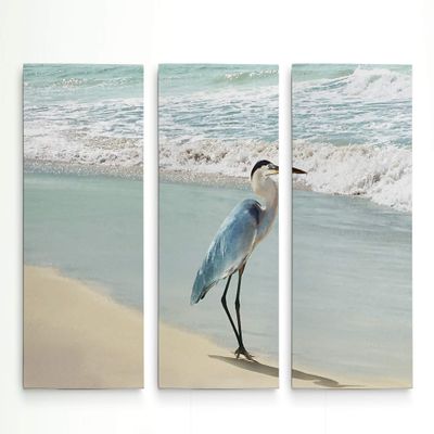 Renditions Gallery 3 Panel Beach Set Heron Dcor for Home, Office, Bedroom, Livingroom, Wall Art 24X36