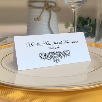 Vintage Frame Place Cards, Black (Choose Color), Set of 150, Pre-cut and Scored - Wedding, Party, Dinner, and Special Events - Made in the USA
