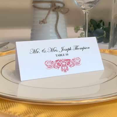 Vintage Frame Place Cards, Ruby Red (Choose Color), Set of 150, Pre-cut and Scored - Wedding, Party, Dinner, and Special Events - Made in the USA