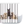 Amagical Cute Animals Group of Gats and Dogs Print 16 Piece Bathroom Mat Set Shower Curtain Set Bath Mat Contour Mat Toilet Cover Fabric Waterproof Shower Curtain with 12 Hooks view 2