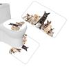 Amagical Cute Animals Group of Gats and Dogs Print 16 Piece Bathroom Mat Set Shower Curtain Set Bath Mat Contour Mat Toilet Cover Fabric Waterproof Shower Curtain with 12 Hooks view 3