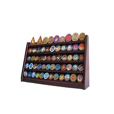 flag connections 5 Rows Challenge Coin/Casino Chip Holder Display Stand, Mahogany Finish
