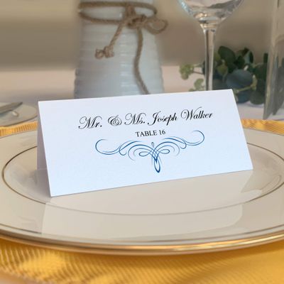 Decadent Flourish Place Cards, Royal Blue (Choose Color), Set of 150, Pre-cut and Scored - Wedding, Party, Dinner, and Special Events - Made in the USA