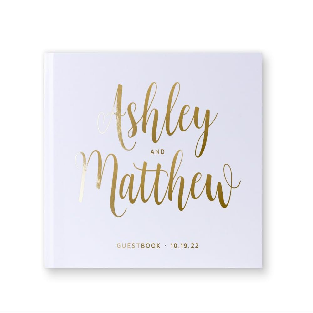 Wedding Guest Book, Personalized Wedding Photo Album or Sign-in Registry Guestbook with Embossed Foil - Hardbound (10x8 inches)