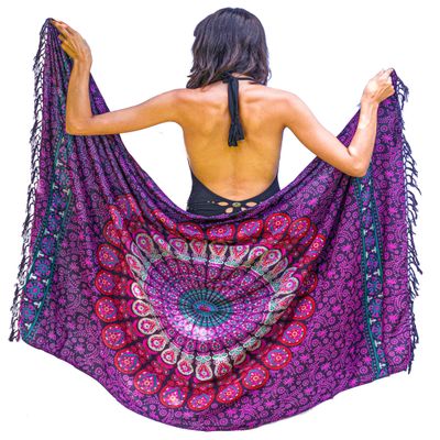 Boho Chic Pareo - Mandala Pareo - Bikini Swimsuit Cover Up - Beach Dress - Wrap Pink Peacock