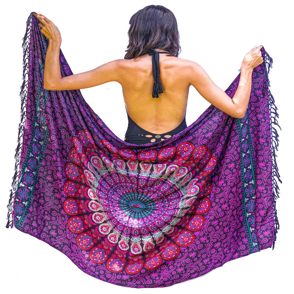 Boho Chic Pareo - Mandala Pareo - Bikini Swimsuit Cover Up - Beach Dress - Wrap Pink Peacock